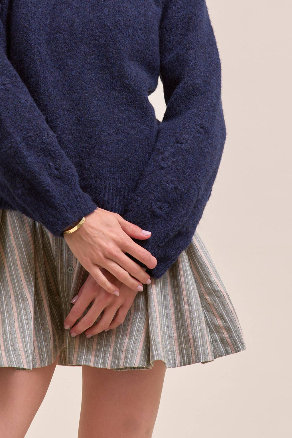 FLORAL KNIT PUFF SLEEVE SWEATER