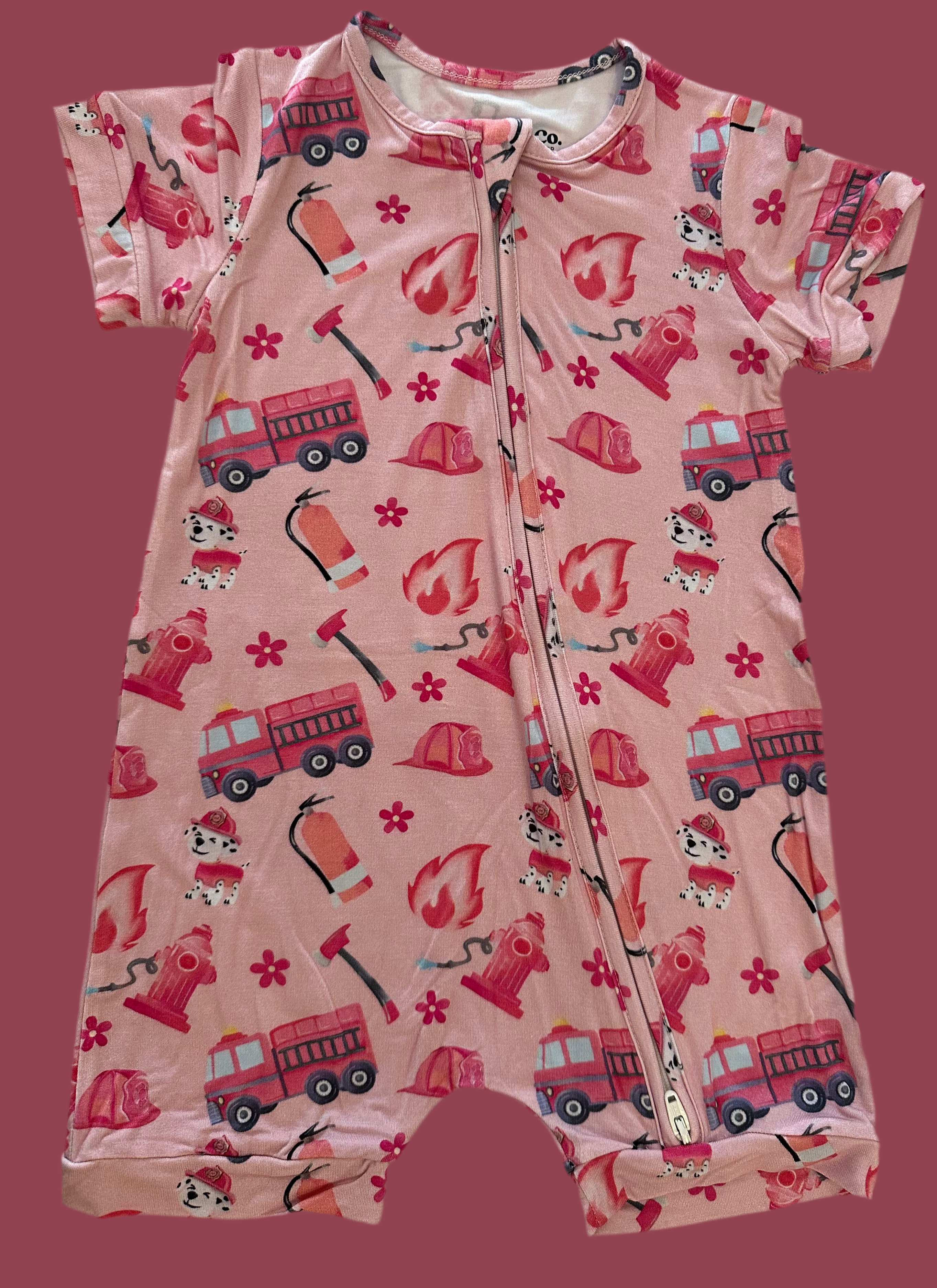 Pink Firefighter Romper