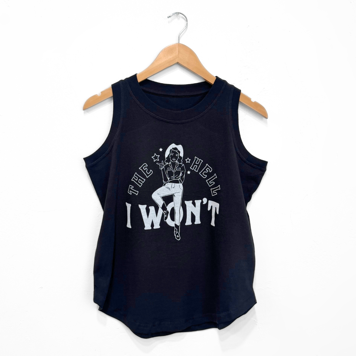 The Hell I Won't Ladies Racerback Tank - Black