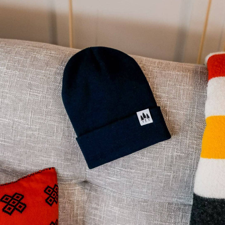 Three Tree Foldover Beanie - Navy