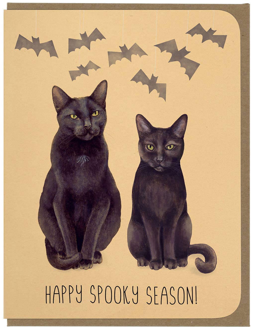 Happy Spooky Season - Black Cats and Bats - Greeting Card