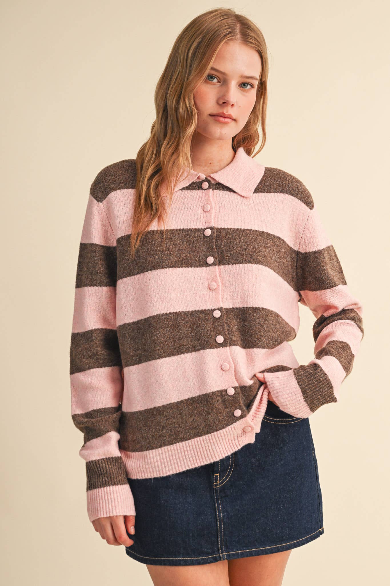 STRIPED SWEATER CARDIGAN MSW11385