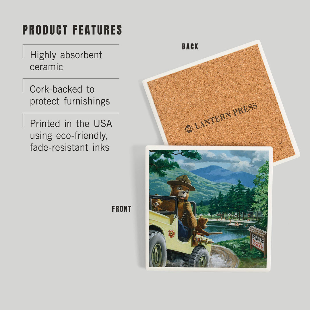 CERAMIC COASTER Smokey Bear Leaving in SUV