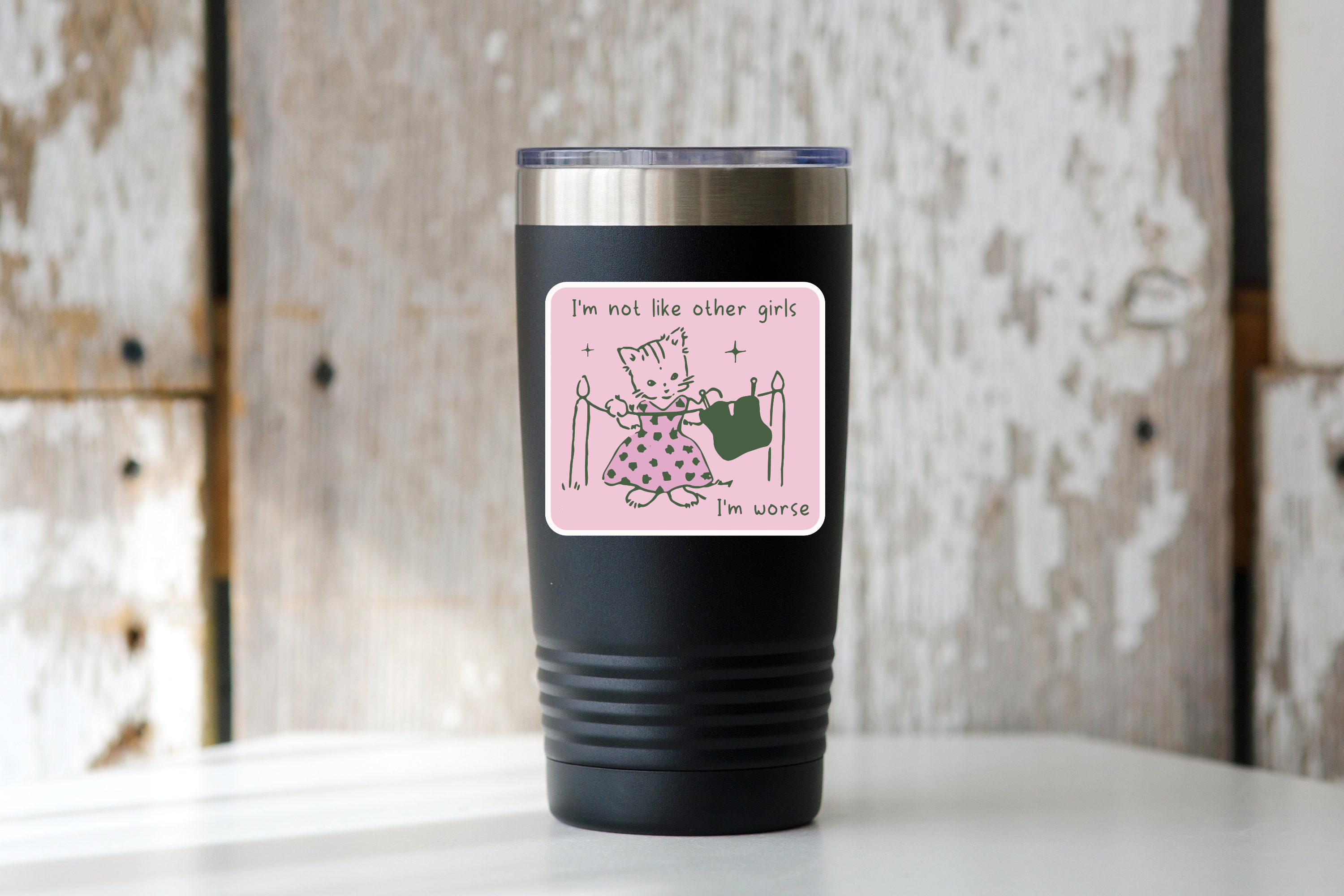 I'm Not Like Other Girls I'm Worse Sticker - cat, cute, fun