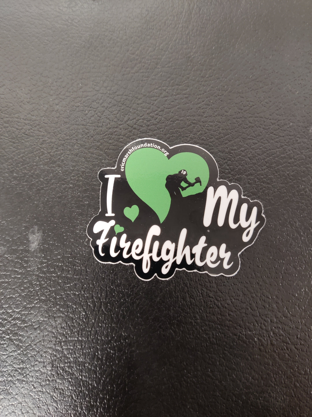 I Love My Firefighter Green Heart - Sticker