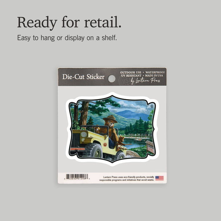 STICKER Smokey Bear, Leaving in SUV, , Vintage Poster