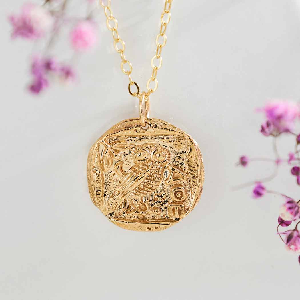 Bronze Ancient Athena's Owl Coin Necklace