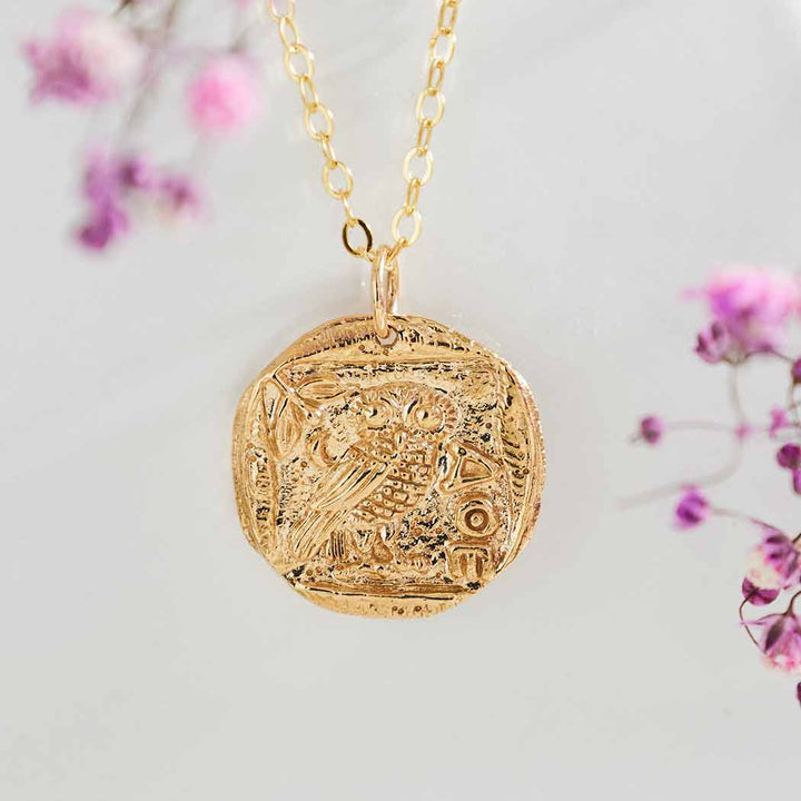 Bronze Ancient Athena's Owl Coin Necklace