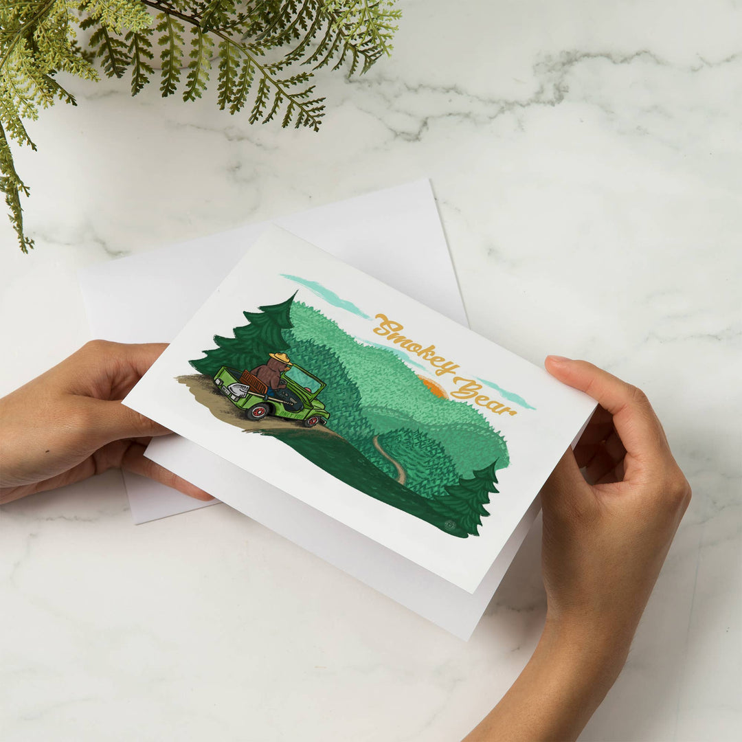 GREETING CARD Smokey Bear Driving