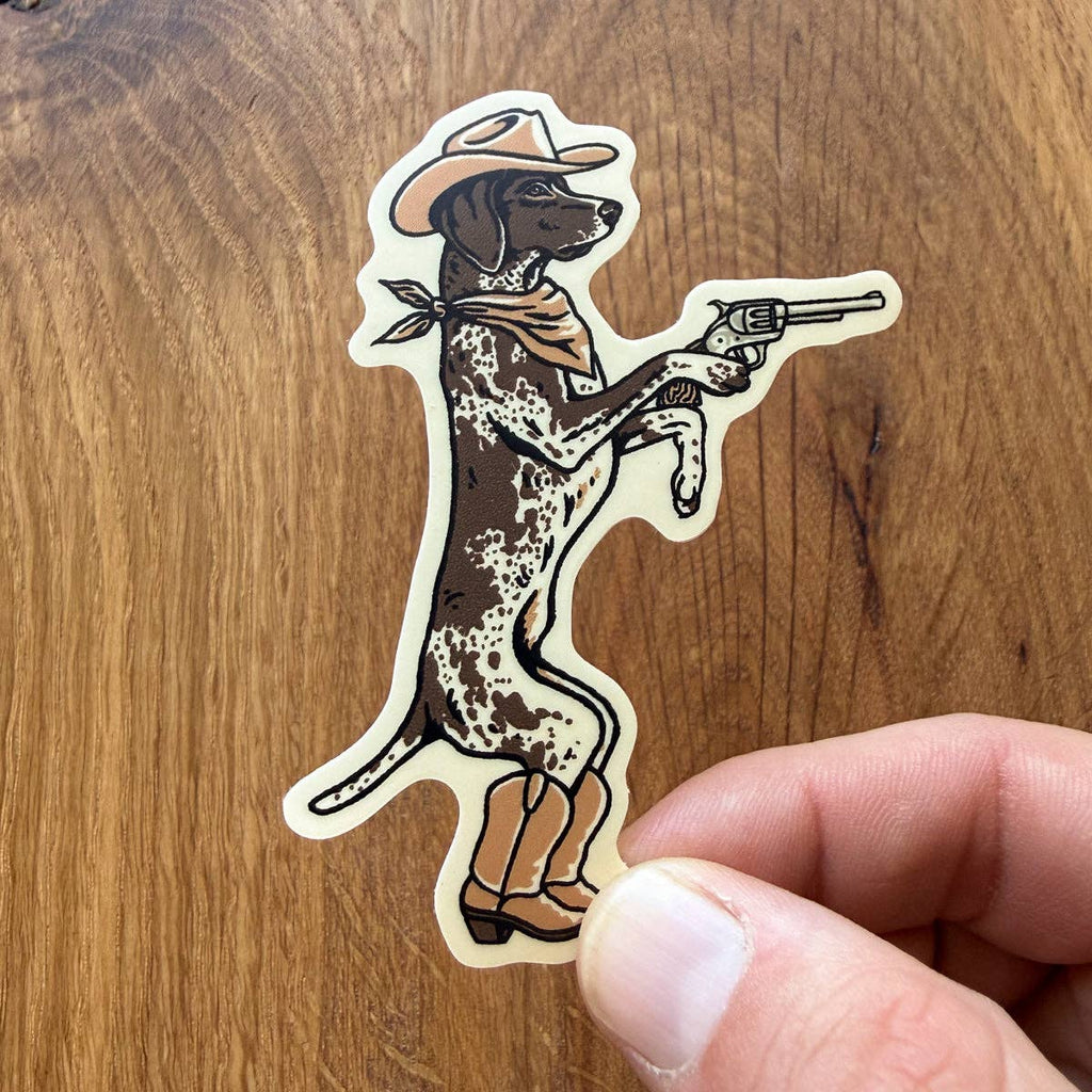 German Shorthaired Pointer Outlaw - 3 Inch Matte Vinyl Cowboy Dog Sticker