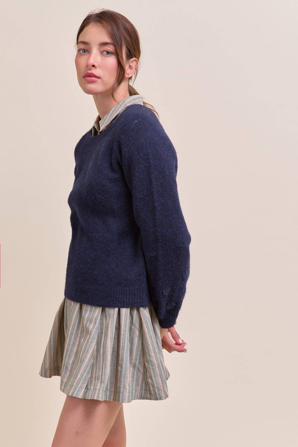 FLORAL KNIT PUFF SLEEVE SWEATER