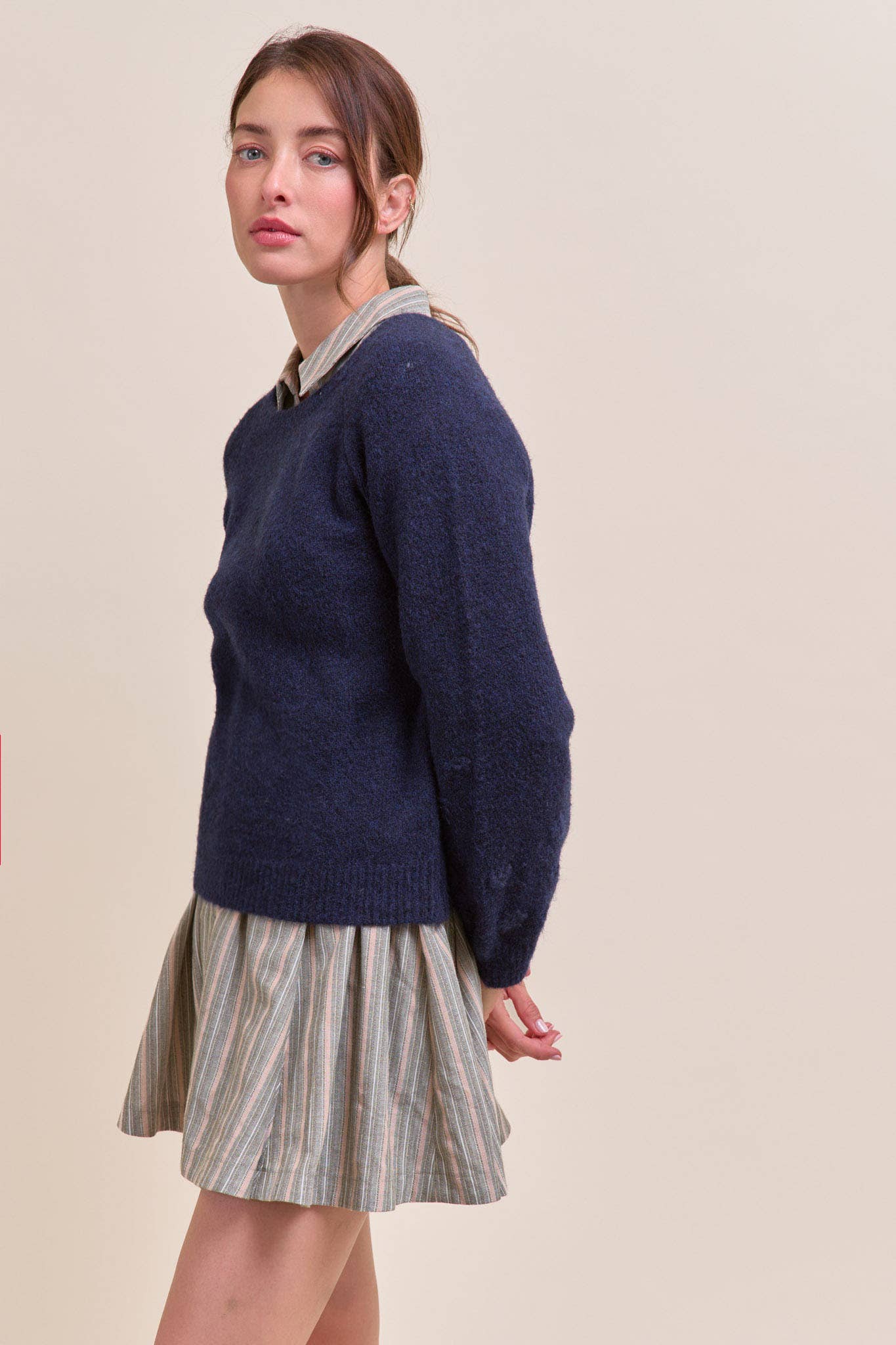 FLORAL KNIT PUFF SLEEVE SWEATER