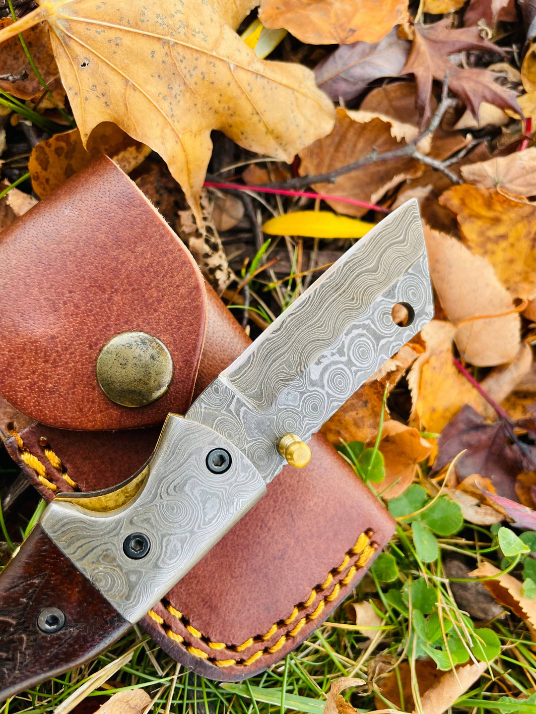 Damascus Steel Handmade Folding Knife Wolf Engraved TK-049 Limited Run