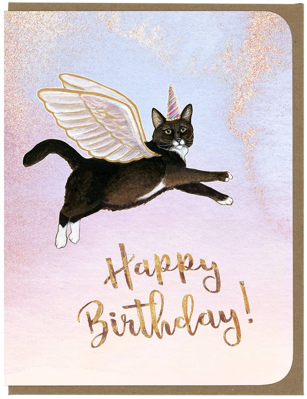 BIRTHDAY - Magical Flying Cat - Greeting Card 