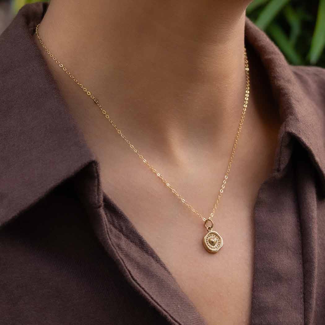 Bronze Wax Seal Heart Necklace