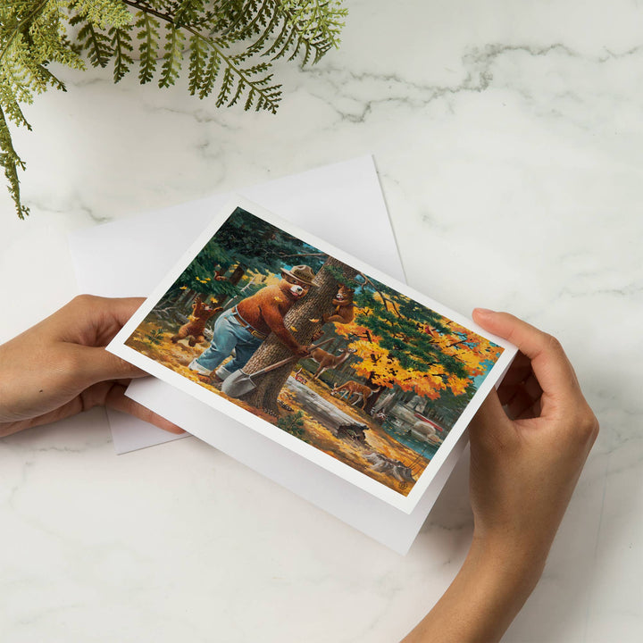 GREETING CARD Smokey Bear Hugging Tree