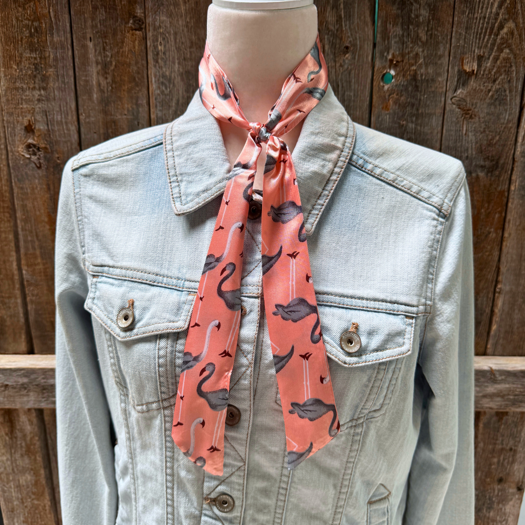 Pink and Grey Western Skinny Mini Wild Rag Scarf / Cowgirl Necktie #TW324