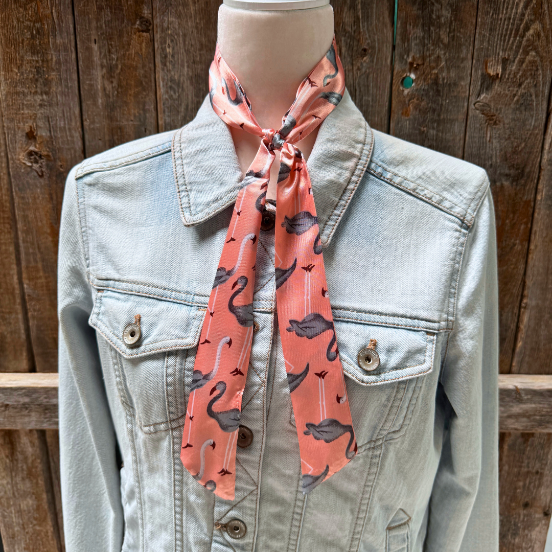 Pink and Grey Western Skinny Mini Wild Rag Scarf / Cowgirl Necktie #TW324