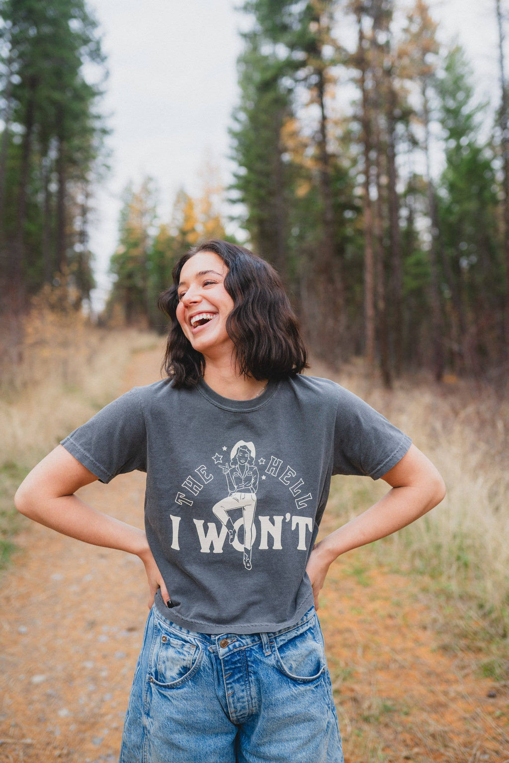 The Hell I Won't Ladies Boxy Tee - Pepper