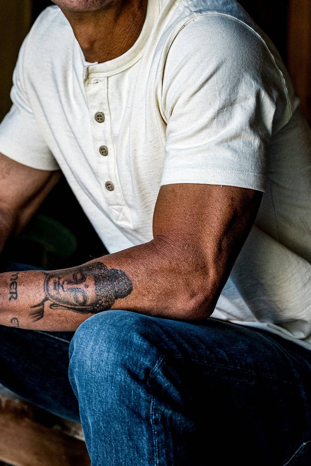 Men | Bolinas Henley | Heavyweight 8oz 100% Cotton - Natural
