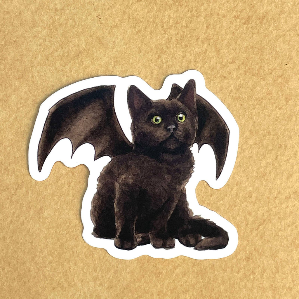 Sitting Down Bat Kitten - Vinyl STICKER   