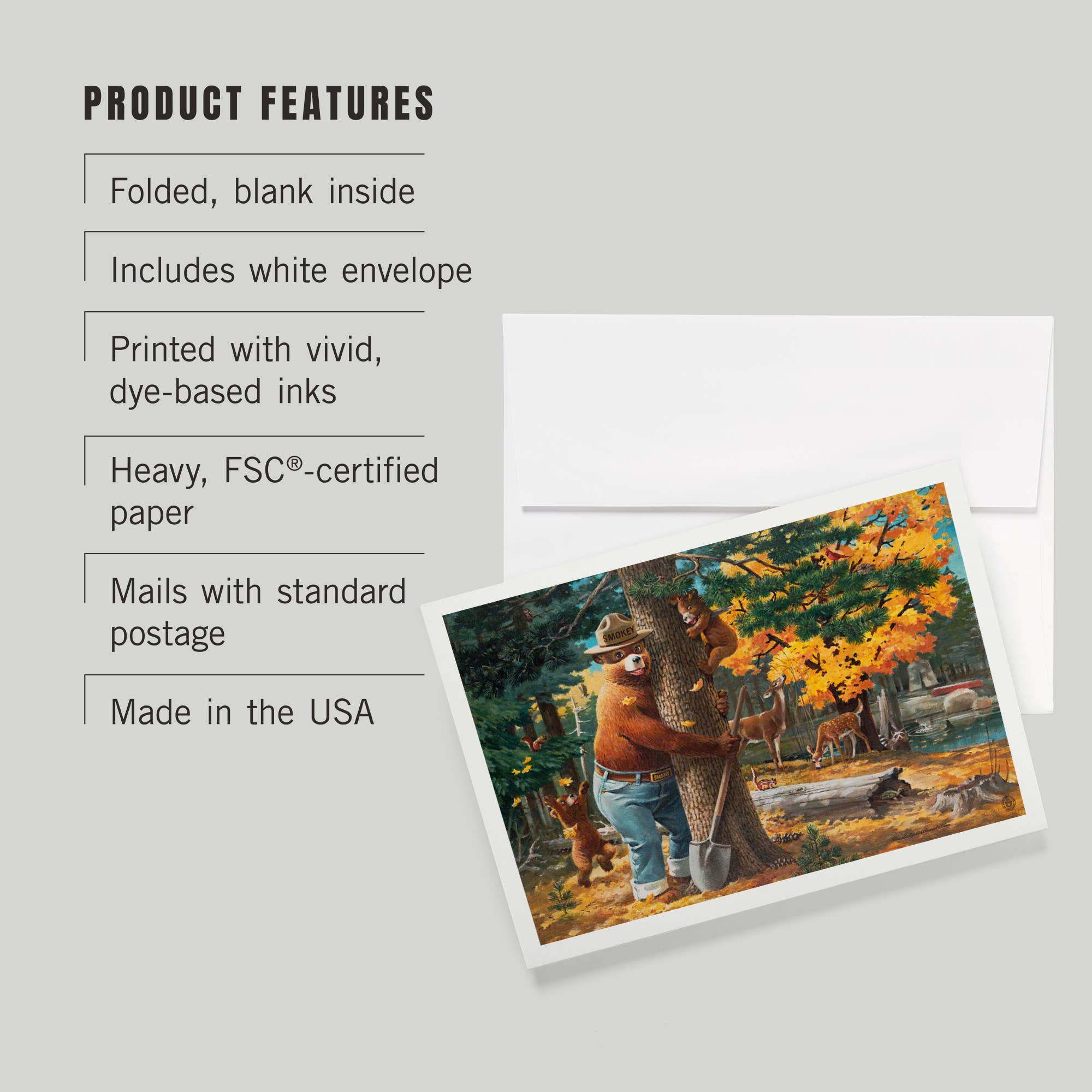 GREETING CARD Smokey Bear Hugging Tree