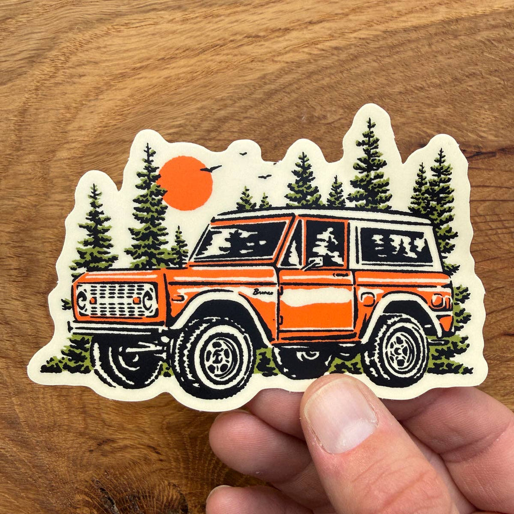 Bronco (Orange) - 4 Inch Matte Vinyl SUV Outdoor Adventure Sticker