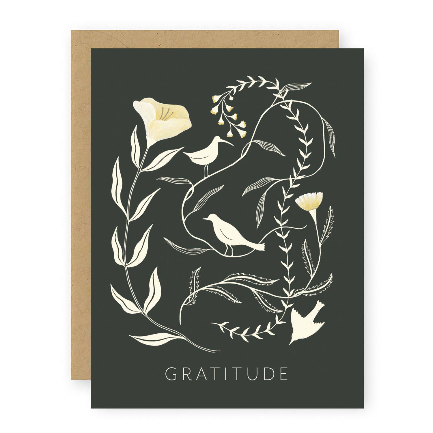 Gratitude Greeting Card - Botanical Bird Design