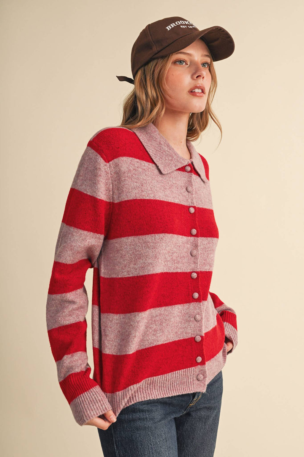 STRIPED SWEATER CARDIGAN MSW11385