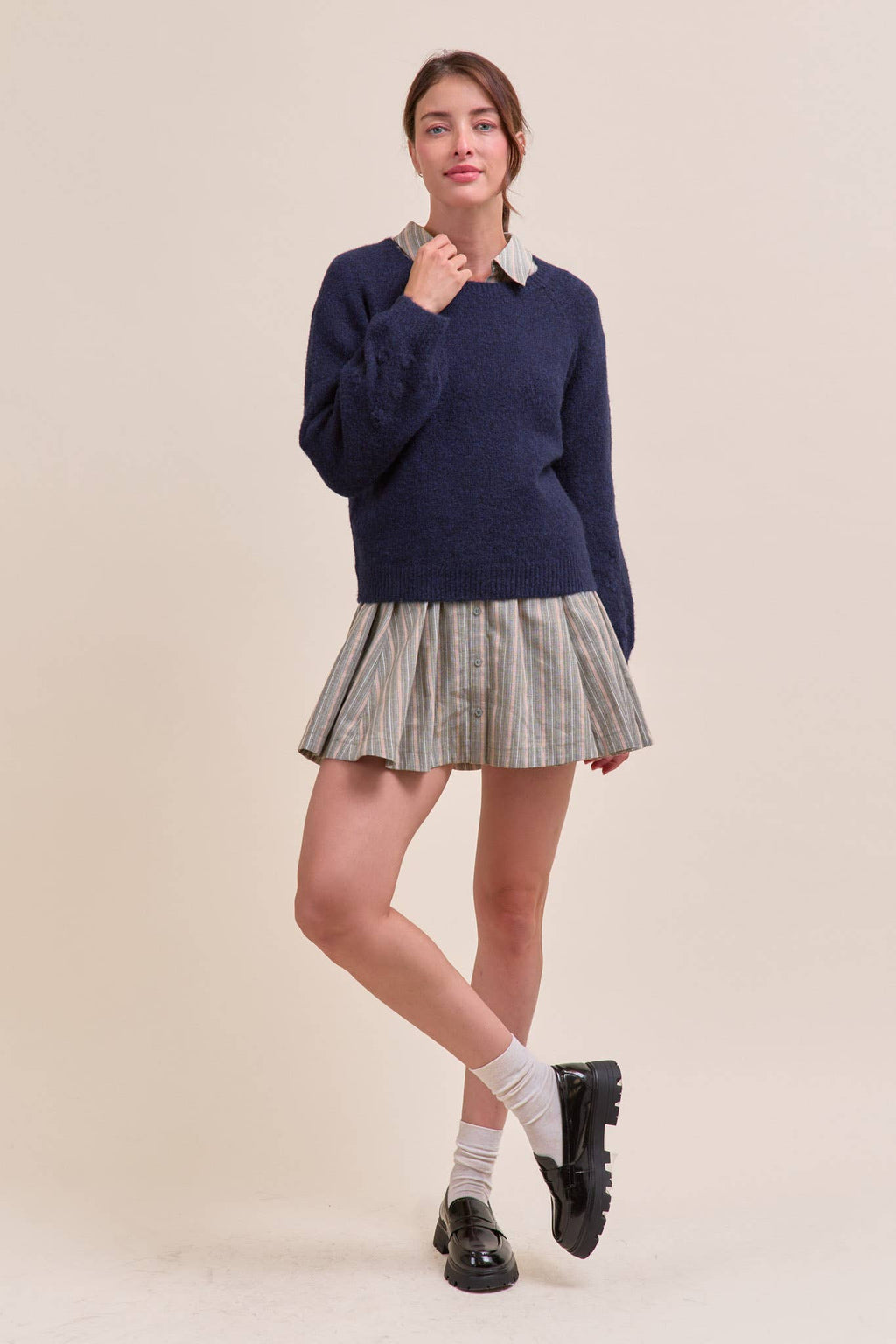 FLORAL KNIT PUFF SLEEVE SWEATER