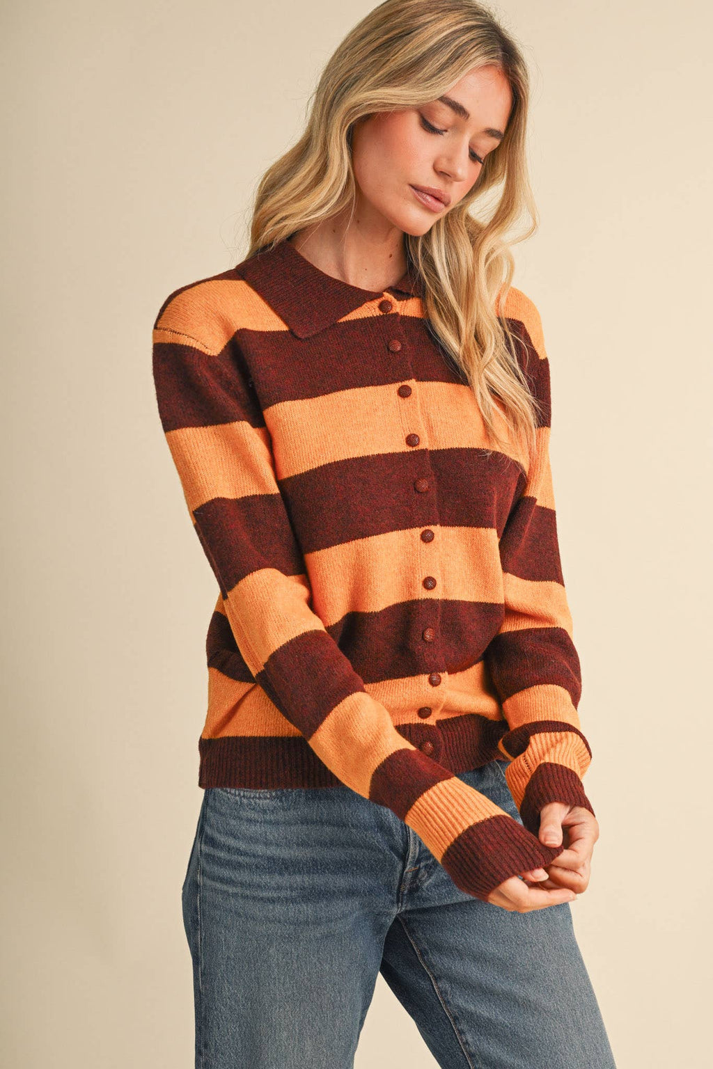 STRIPED SWEATER CARDIGAN MSW11385