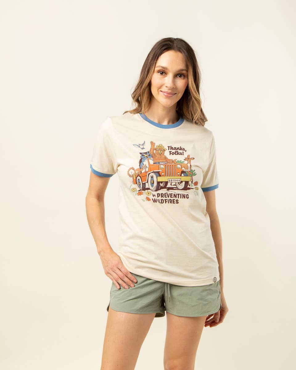 T-Shirt Thanks, Folks for Preventing Wildfires Unisex Short Sleeve Ringer