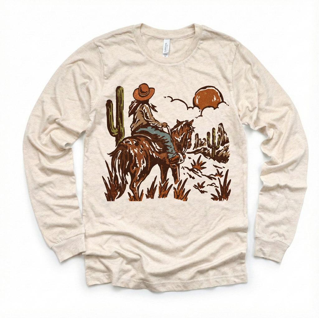 Cowgirl Riding Off In The Sunset Shirt - Girls Western Cowgirl Tee