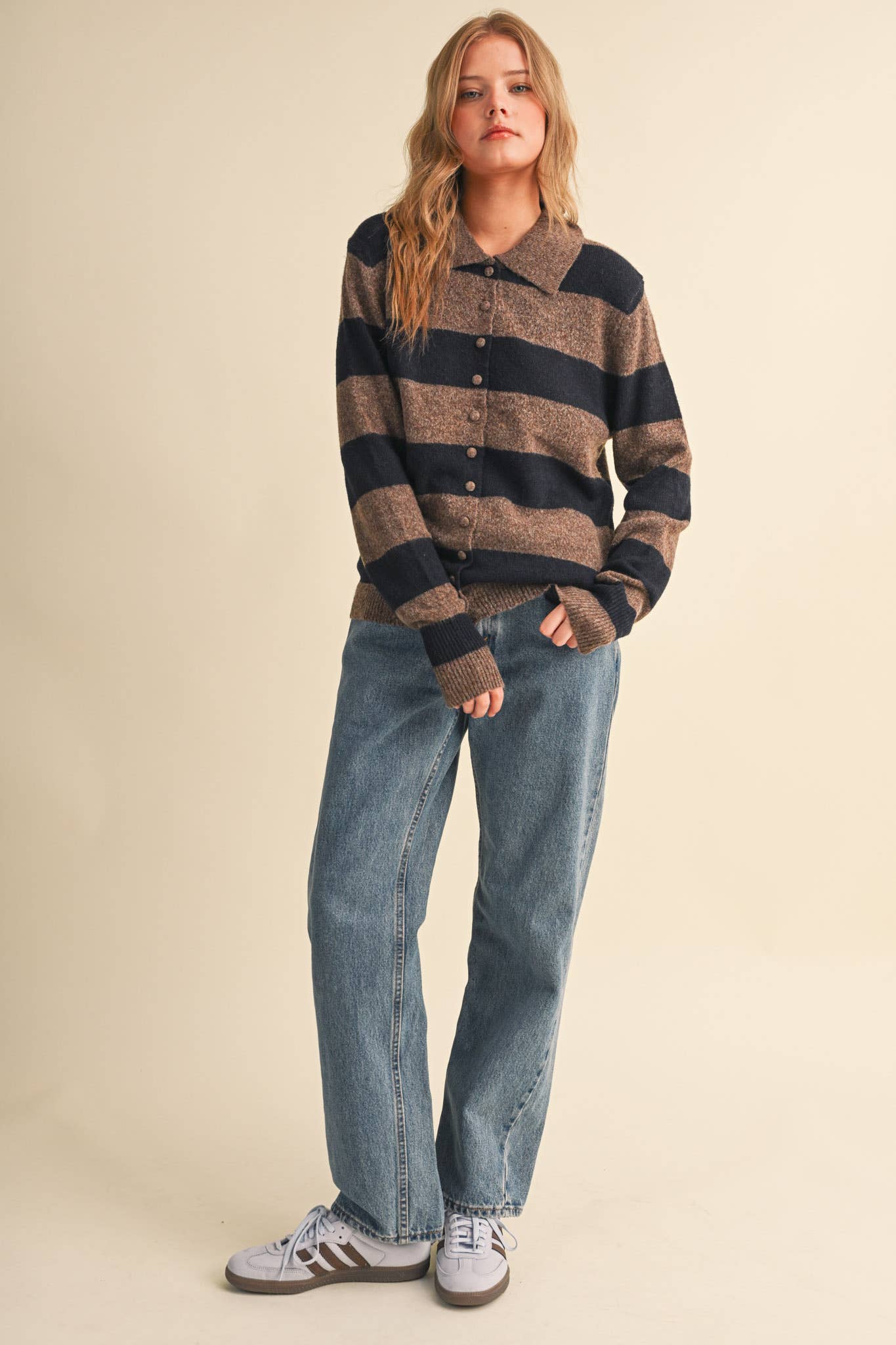 STRIPED SWEATER CARDIGAN MSW11385