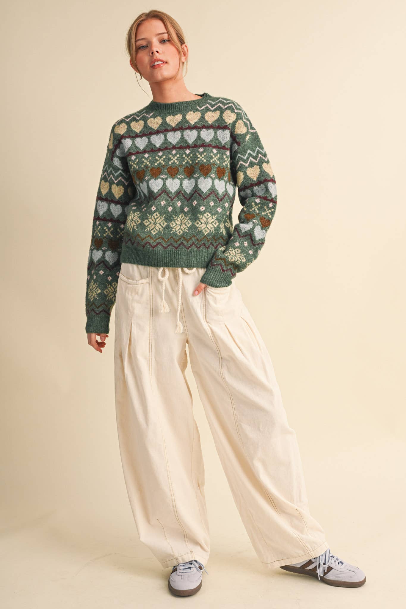GEOMETRIC HEART DESIGN SWEATER PULLOVER MSW11478