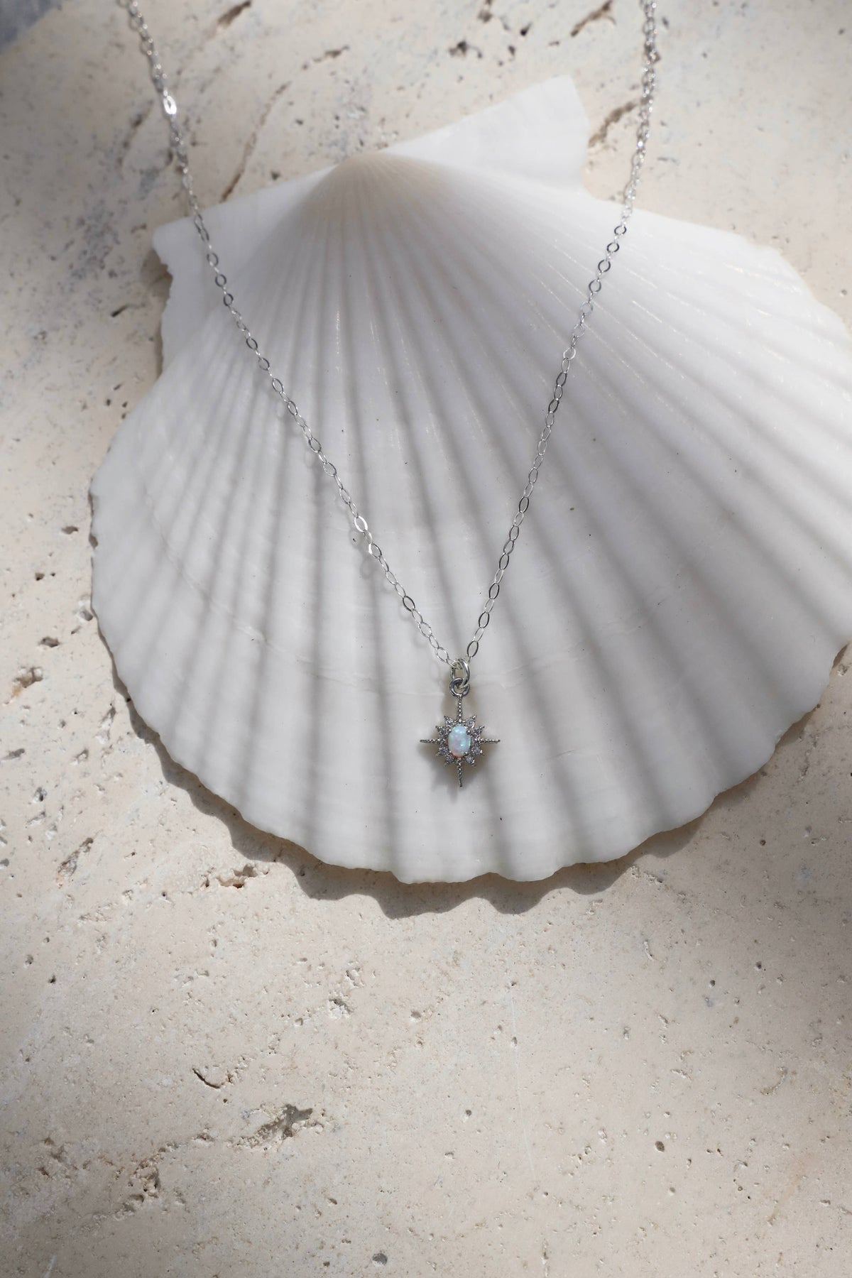 OPAL STAR NECKLACE- SILVER