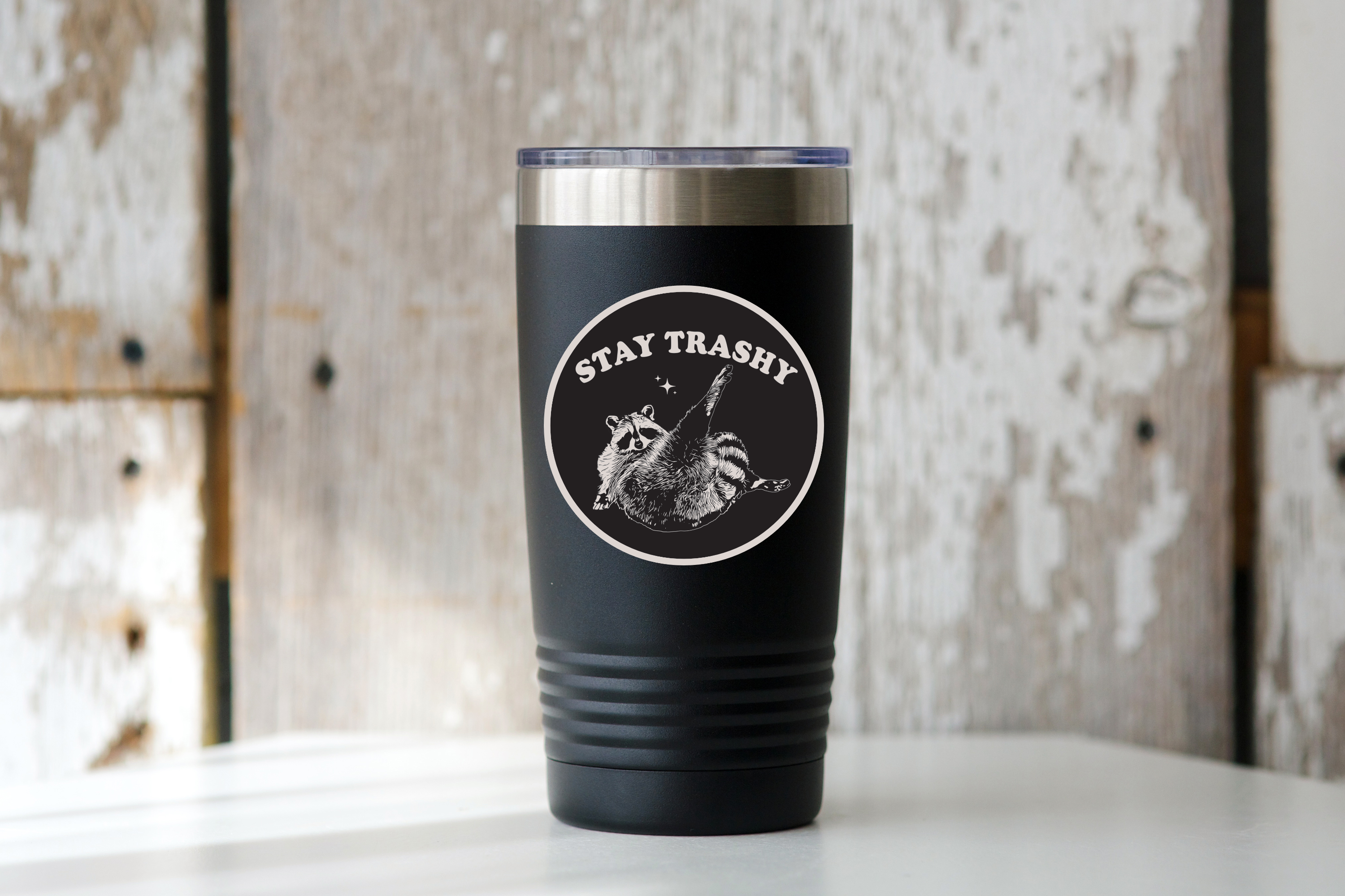 Stay Trashy Sticker - raccoon, classy, trash panda, funny