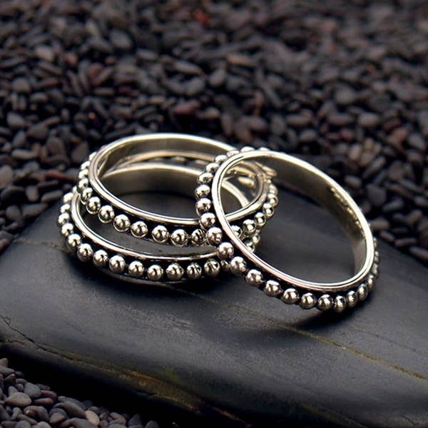 Sterling Silver Stacking Ring with Dot Pattern