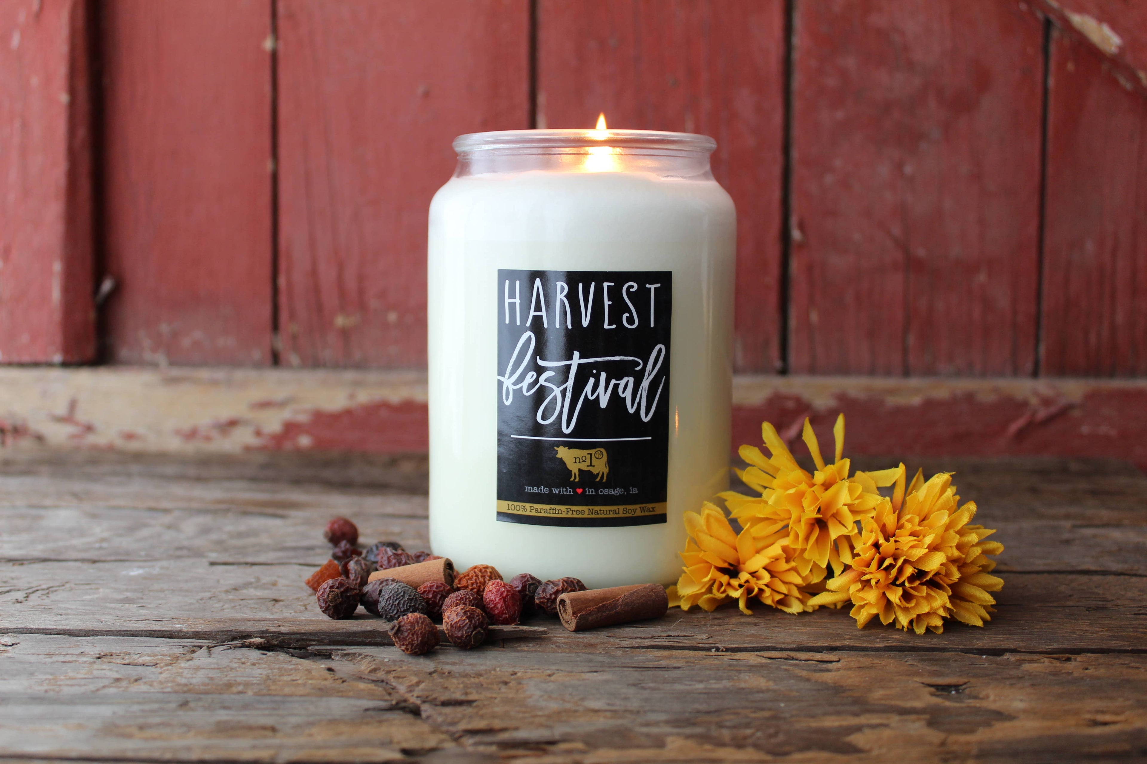 26 oz Farmhouse Jar Fall Candle: Harvest Festival