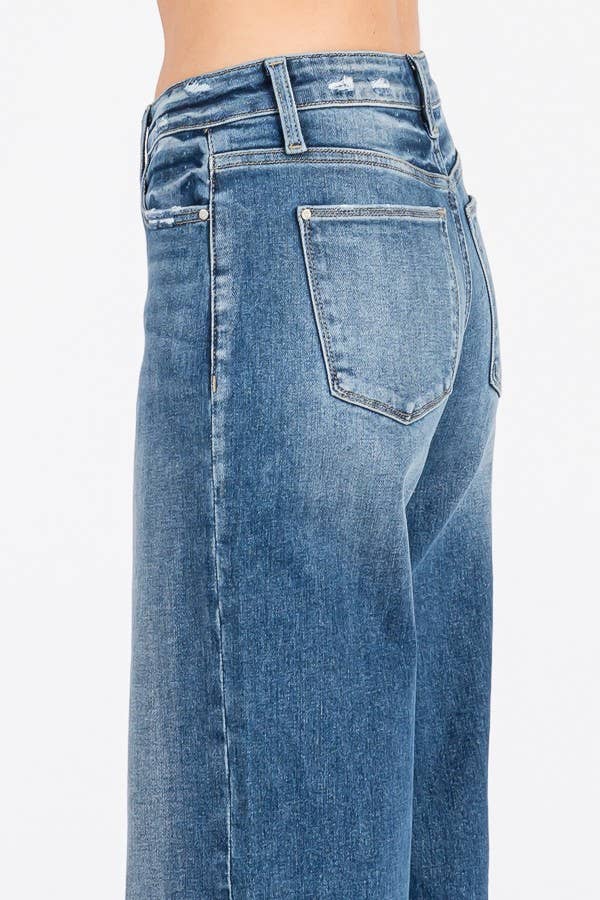 P1365W-MD MID RISE STRETCH TROUSER WIDE LEG JEANS