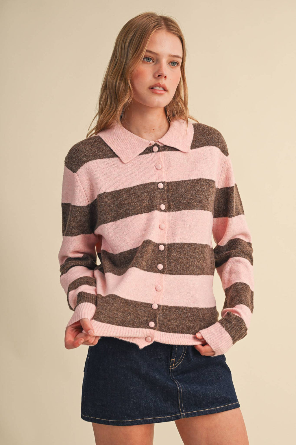 STRIPED SWEATER CARDIGAN MSW11385