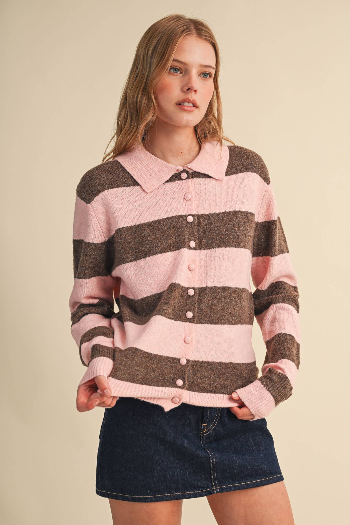 STRIPED SWEATER CARDIGAN MSW11385