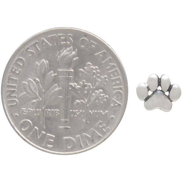 Sterling Silver Tiny Puffed Paw Post Earrings 5x6mm