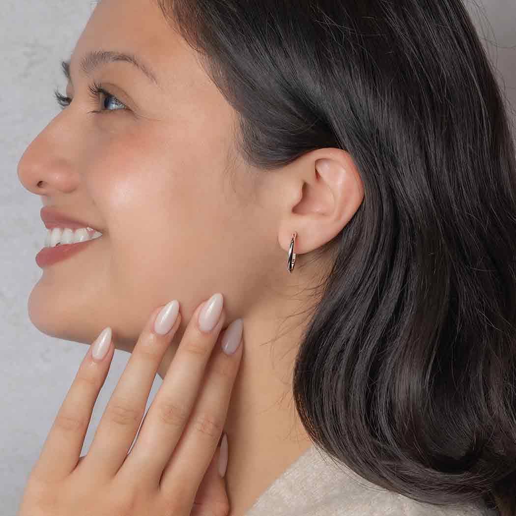 Bronze Huggie Hoop Earrings with sterling wire