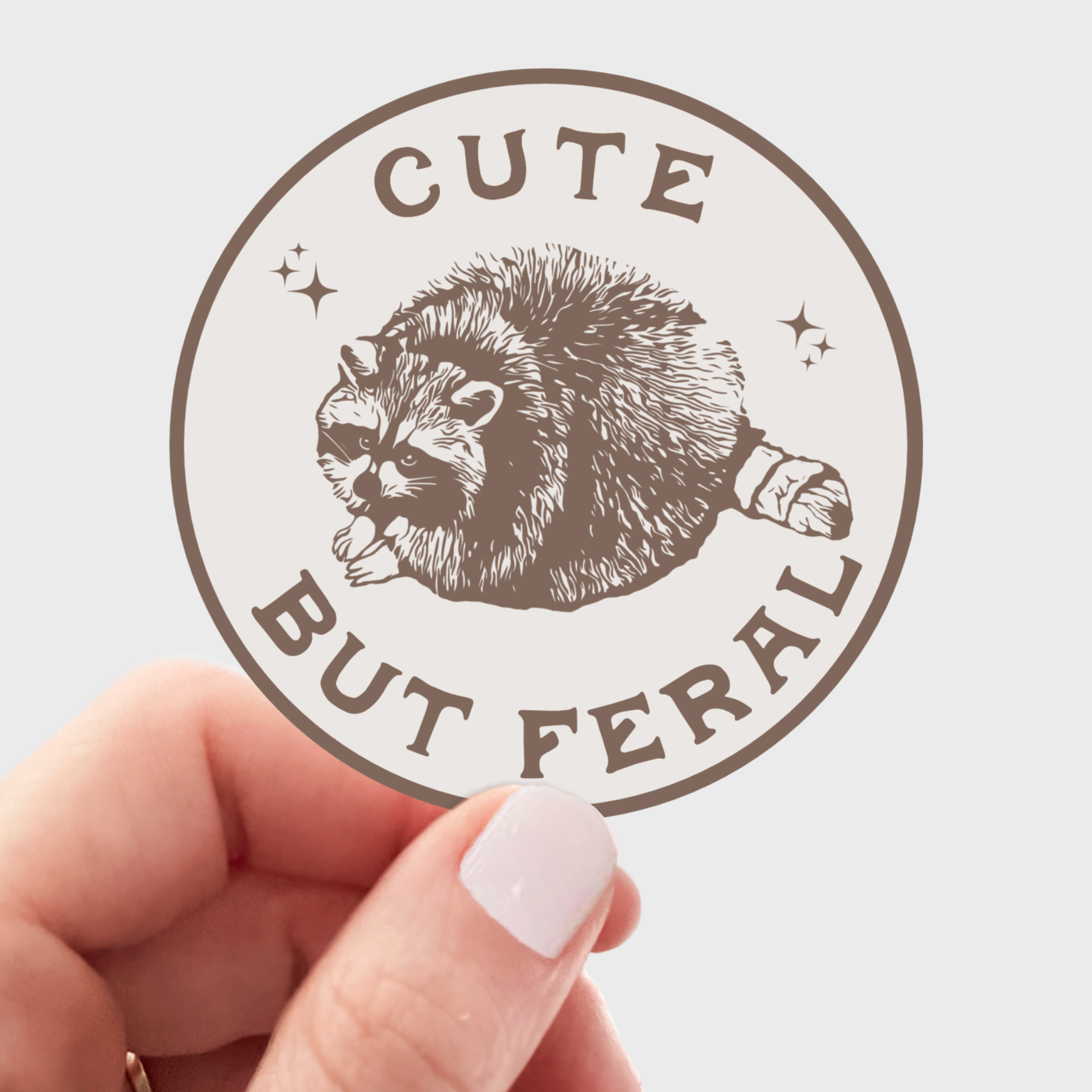 Cute But Feral Sticker - raccoon, trash panda, funny, bandit