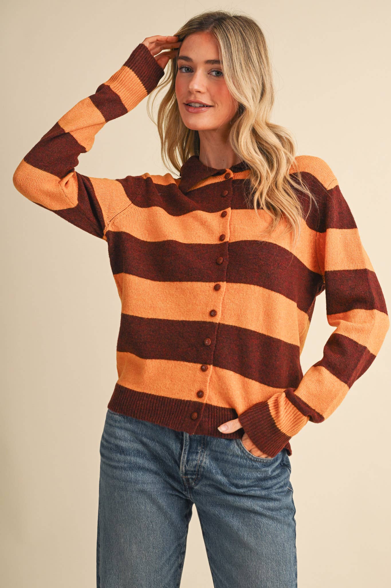 STRIPED SWEATER CARDIGAN MSW11385