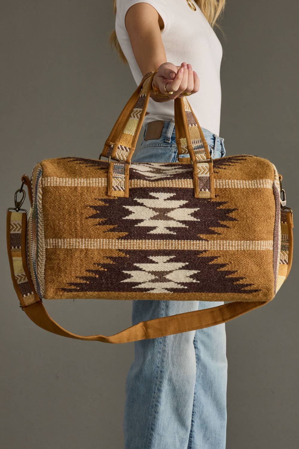 Tan, Brown & Cream Western Duffel