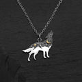 Sterling Silver Wolf with Bronze Necklace
