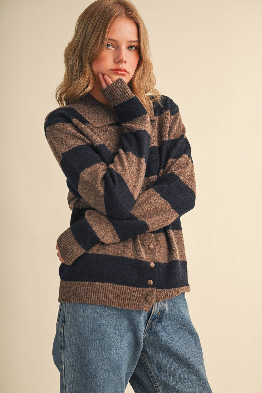 STRIPED SWEATER CARDIGAN MSW11385