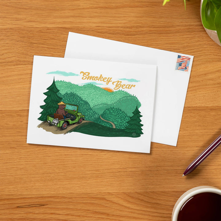 GREETING CARD Smokey Bear Driving